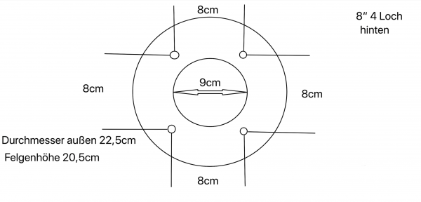 Felge ATV 8" 4 Loch hinten